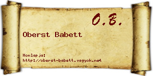 Oberst Babett névjegykártya